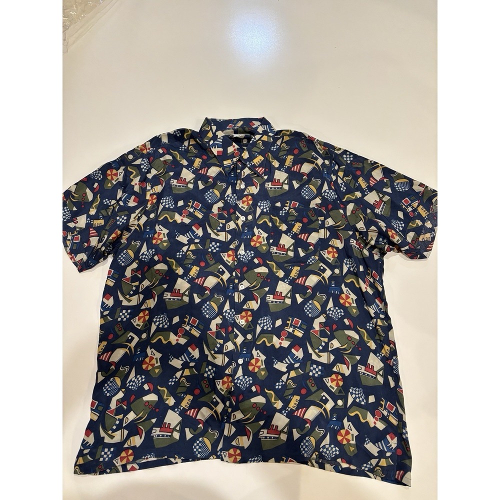 Mais & Hoffman 2XL Men's "Vegan Silk"‎ Geometric Short Sleeve Button Down Shirt